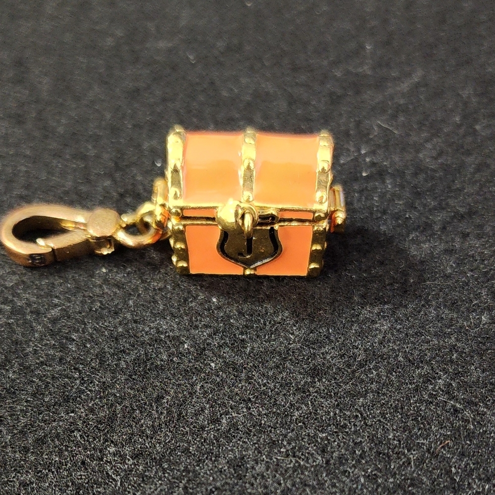 Gold and Peach Treasure Chest Charm